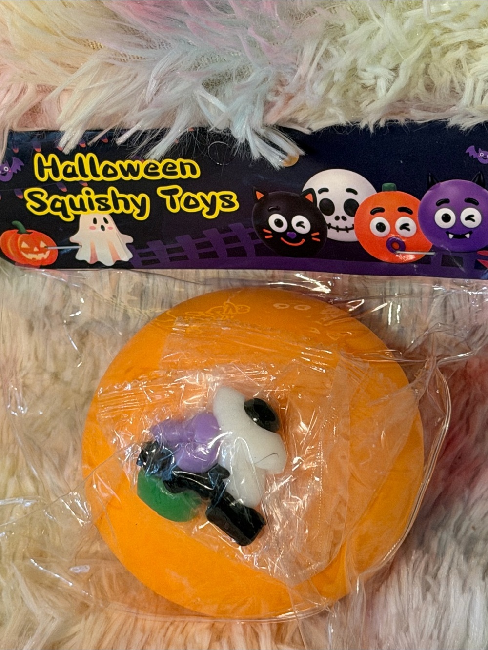 Halloween Orange Squishy Toy with Ghost Accent